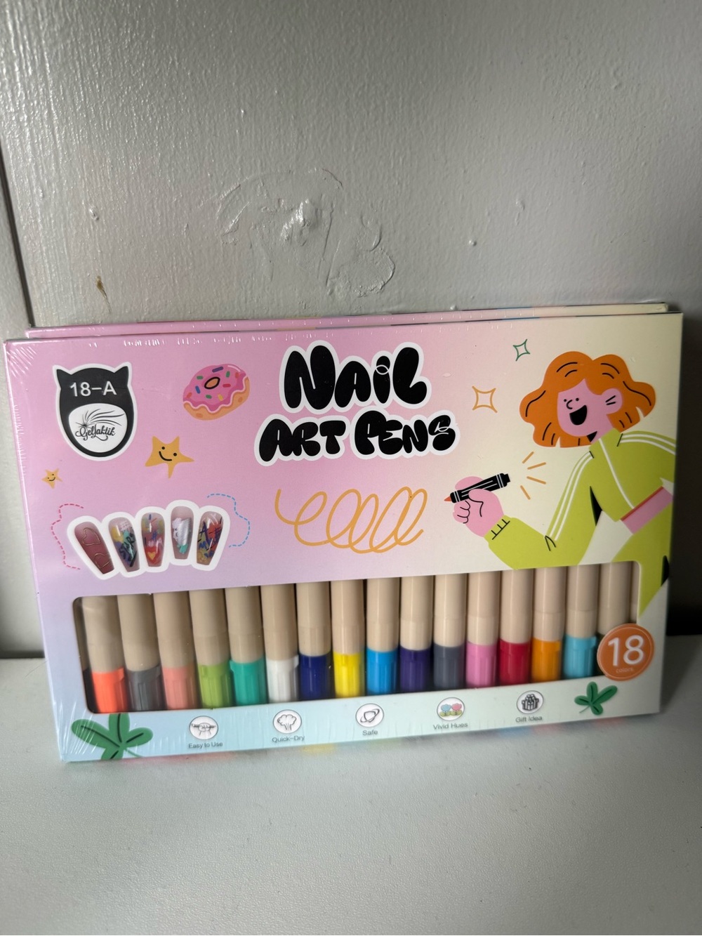 Nail Art Pens Set for Kids — 18-Color Pink Pack